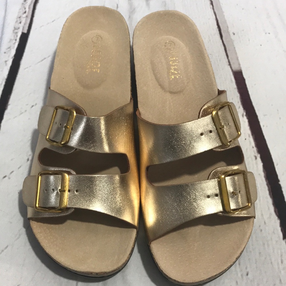 NEW Rouge Gold Sandal Wedge Slide size 7